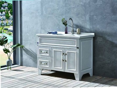 Solid Surface Integrated Laundry Cabinet